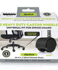 5-pack office chair caster wheel replacement kit featuring heavy-duty, smooth rolling black wheels with universal fit for easy installation.