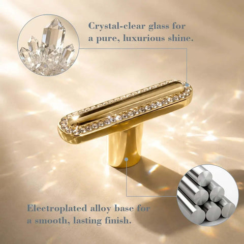 Gold Crystal Drawer Knobs 4 Pack Rhinestone Cabinet Pulls For Dressers Vanities And Cabinets Jewelry Like Sparkle Decorative Hardware