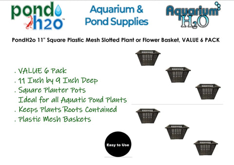 11 By 9 Inch Square Plastic Slotted Mesh Pond Plant Baskets For Water Gardens Ponds And Aquariums Six Pack shown