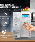 Premium Benchtop Metal Lathe With A Beefy 750W Brushless Motor And Cruising 0 To 2500 RPM Variable Speed control panel.