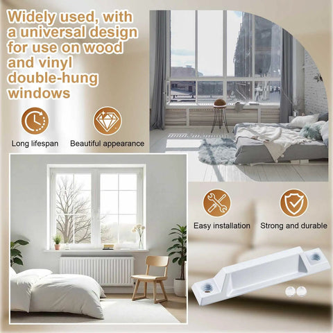 No Fuss 4 Pack Window Sash Lift Handles For Double Hung Frames Heavy Duty Die Cast Zinc Construction Smooth Everyday Grip White Replacement Hardware 3-5/16 Inch Kit Rock Solid displayed in a modern room setting.