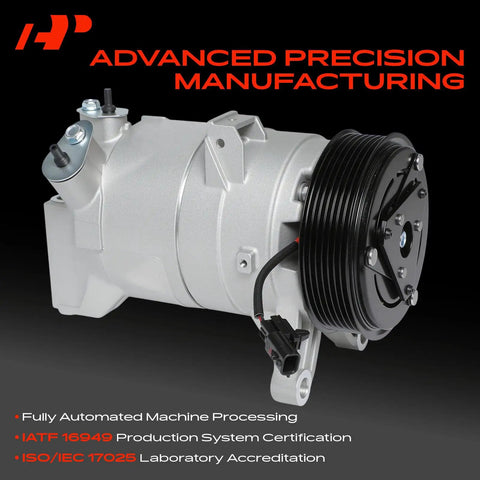 Top Tier AC Compressor With Built Clutch Fits Infiniti JX35 QX60 Nissan Maxima Murano Pathfinder DKS17D side view showing built clutch and connectors.