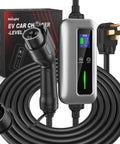 Level 2 EV Charger, 40 Amp, 240V Portable With 25ft Cable SAE J1772 Plug NEMA 14-50P Adjustable Current And Delay Timer