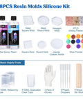 Coaster Making Kit With Epoxy Resin 16oz Molds Mica Powder Gold Flakes Mixing Cups Gloves And More The Ultimate DIY Resin Kit