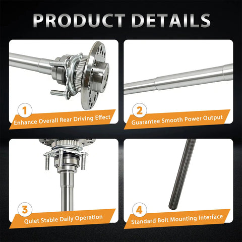 Product details of Rear Axle Shaft Replacement Kit for Wrangler JK 2007 to 2018, highlighting heavy duty 30 spline axle.