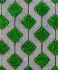 Grass-filled paving blocks installed using DIY Grass Concrete Molds For 19.68 Inch Square Paving Blocks 500x500x60 mm