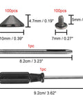 Dope Gun Metal Bullet Spike Studs And Rivets 100 Pack Screw Back Hardware For Streetwear Boots Leather Mods Jackets Bags With Tool Kits 3/16 Inch Height, parts and tools included