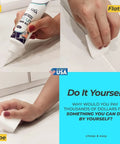 Applying White Premixed Acrylic Sanded Grout Filler Kit For Tile Repairs In Bathrooms Showers And Kitchens With Water Resistant Tube And Applicator