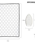 Big 48x28 Inch Ironing Mat Pad With 3mm Padding And Silicone Iron Rest, shown with white tiles pattern and dimensions.