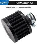 12mm Air Filter Kit For Cars And Motorcycles Mini Universal Vent Crankcase Cold Air Intake Breathe Filter with black finish