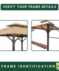 Reinforced RipLock 350 Replacement Canopy Top For Greenvail 8x5 Grill Gazebo Models A103001900 A103001911 Beige roof cover