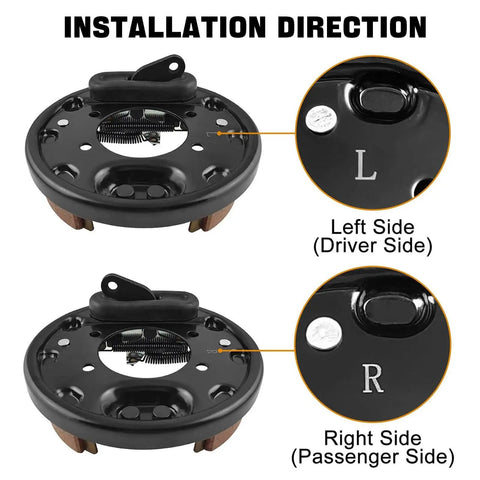 Rear Golf Cart Brake Assembly Kit for TXT PDS Medalist and Yamaha G-series, driver and passenger sides, installation directions