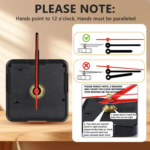 Quartz Clock Movement Replacement For DIY Projects With Quiet Sweep Technology installation guide diagram