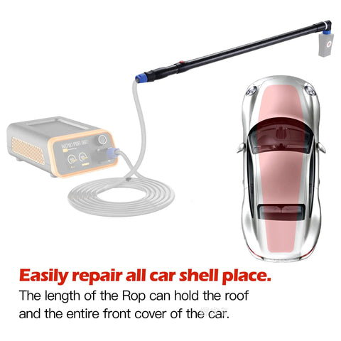 Image showing the Induction Heater Dent Repair Kit with Hot Box and Extension Rod for car dent repair, illustrating its usage on a car surface.