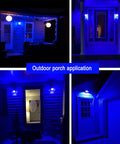 Outdoor porch lighting using Blue LED Bulb A19 Base E26 Socket 9W 60W Equivalent Chill Blue Glow for party decor