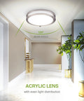 10 Inch Round Flush Mount Ceiling Light With 3 CCT Dimmable LED Fixture Energy Star ETL Listed Low Profile Double Ring Nickel Finish