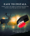 4 Pack Deer Warning Whistles With Waterproof Adhesive Tapes for Cars Trucks and SUVs pictured with a deer and headlights in the background.