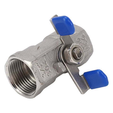 Rock Solid 3/4 Inch Stainless Steel Ball Valve With Female Thread Pipe Fitting For Water And Gas Lines Built Tough Daily Driver 304 Corrosion Resistant Heavy Duty Plumbing Hardware Easy Turn Handle, side view.