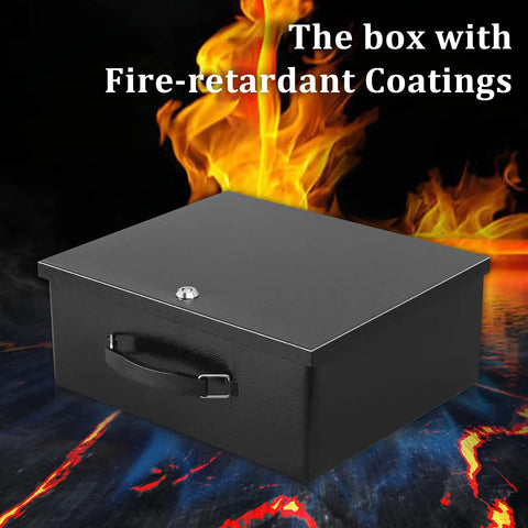 Boss-Grade Portable Safe Box With Key Lock For Fire Resistant Document Storage At Home In The Car Or Outdoors Extra Large Lockbox