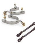 Two Piece Horse Spurs Set For Cowboy Boots With Adjustable Leather Spur Straps Western Equestrian Riding Spurs Stainless Steel Copper Gears