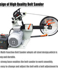 Workhorse Variable Speed Belt Sander And Knife Grinder With Wheel And Flat Platen Tool Rest for sick polish results, featuring 1500W motor and steel frame.