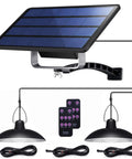Solar Pendant Lights With Dual LED Bulbs, IP65 Waterproof Outdoor Dusk To Dawn Auto Lamp With Remote Control and solar panel display