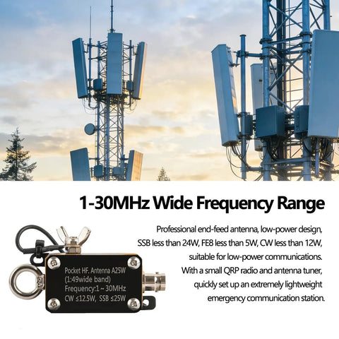 Pocket HF Antenna 1 To 30 MHz With 1 To 49 Balun Portable End Fed Inverted V Shortwave Antenna For 25W Outdoor with towers