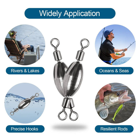 34Pcs Fishing Weights With Rolling Swivel Brass Sinkers 2 In 1 Tackle Kit Uses and Applications