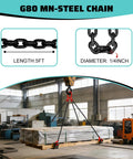 SENKEYFE 3-Ton chain sling, four-leg 1/4 in alloy steel chains, 5 ft length with red hooks lifting pallet in warehouse.