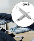 Super Tough 50Kg Load Extension Springs 10 Pack Heavy Duty Steel Made For Garage Doors And Trailer Ramps That Never Snap Plus Great Elasticity! Image showing two steel extension springs.