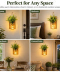 Rustic Mason Jar Wall Sconces Featuring Led Fairy Lights And Faux Ivy Vine Serve Up Serious Farmhouse Charm And Super Cool Evening Vibes For Your Spot Killer Decor Two Pack showcased in entryway, bedroom, dining room, and covered patio.