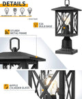 Seventeen Inch High Outdoor Post Light Set With Pier Mount Base Matte Black Lantern Featuring Clear Water Glass