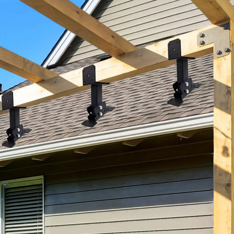 Heavy Duty Roof Riser Brackets Built Tough For Gazebo And Pergola, 4 Pack, Adjustable Saddle Roof Riser Posts, Galvanized Steel All Weather Patio Kit For 4x4 Pergolas