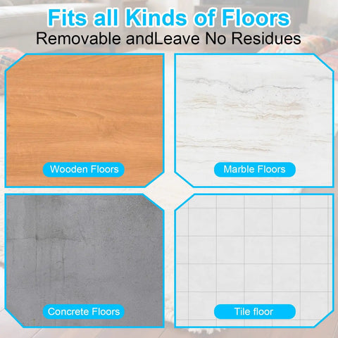 Eight Pack Triangle Rug Tape Non Slip Double Sided Grippers For Rugs on wood, marble, concrete, and tile floors