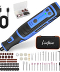 Heavy Duty Eight Volt Cordless Rotary Tool With 135 Piece Accessory Kit And Two Point Eight Amp Hour Battery Offering Five Variable Speed Levels Up To 30000 Rpm For Drilling Grinding Sanding Carving Engraving Polishing Cutting Without Any Cord Dragging with accessories and USB cable.