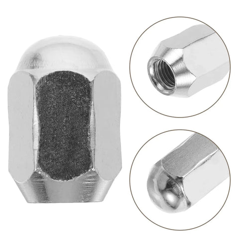 Top Tier MERRYHAPY 16 Piece Acorn Style ATV Wheel Nut Kit For Quad Dirt Bike Trailers With Heavy Duty Metal Construction Ensuring Ultimate Durability And Super Easy Installation For Your Off Road Adventures silver acorn wheel nut close-up