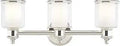Three Light Bathroom Vanity Light From Middlebush Collection With Double Shaded Hand Crafted Glass Shades In Polished Nickel Finish Modern Traditional Bath Lighting For Homes