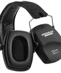 Black Gel Ear Seals Shooting Earmuffs With NRR 26dB Noise Reduction, Slim Low Profile Folding Hearing Protection For Airsoft And Hunting