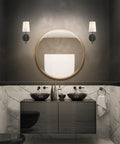 Matte Black 1-Light Wall Sconce With White Fabric Shade, Dimmable Transitional Lantern Style Wall Light for modern bathroom decor