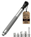 Half Inch Offset Extension Wrench With Electric Power And Versatile Three Eighths Inch And One Quarter Inch Square Drive Adapters Impact Ratchet Extender