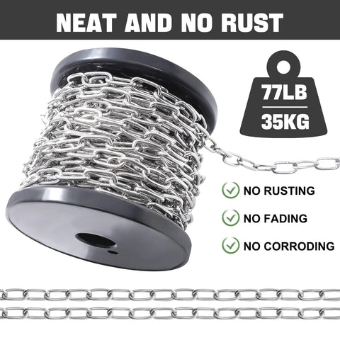 Stainless Steel Hanging Chain Light Duty For Home And Outdoor Camping Go To Workhorse Jack Chain 50 Ft Long 2mm Thick Durable Corrosion Resistant Utility Link Everyday Use