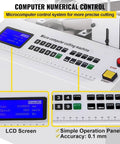 Auto Heat Shrink Tube Cutter With Digital Display, 300W Motor, Precise Cold Cutting Machine control panel with LCD and buttons.