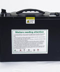 JJMNKMN 48V 24Ah Battery For Electric Stair Climbing Hand Truck Compatible With 1200W Motor Lithium Ion Pack Power Source Heavy Duty Replacement with warning label.