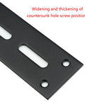 Close-up of Heavy Duty L Bracket Shelf Mount in cold rolled steel showing widened and thickened countersunk hole positions.