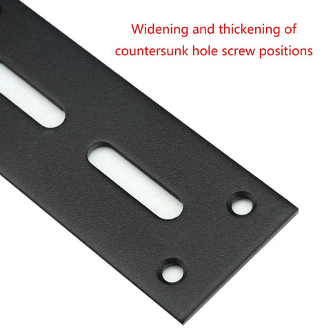 Close-up of Heavy Duty L Bracket Shelf Mount in cold rolled steel showing widened and thickened countersunk hole positions.