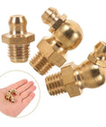9 Piece Grease Fitting Assortment Kit with Copper Nipples for Cars and Trailers showing straight and angled designs.