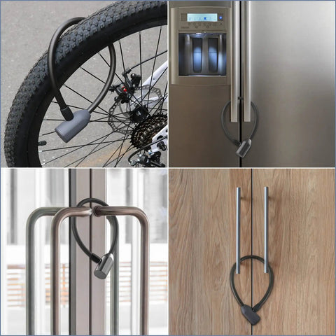 Bluetooth Biometric Cable Lock With App Unlock For Bike And Home Security Fingerprint Lock Waterproof 42cm Cable Lock For Bicycle Fridge French Door Cabinets
