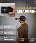 Dual Laser Distance Meter With Two Axis Smart Digital Level And Stud Finder Sennses Pro Portable Measuring Tool For Home Renovations Area And Volume Calculations Metric And Imperial IP54 Dust And Water Resistant App For iOS And Android, handheld wall measuring