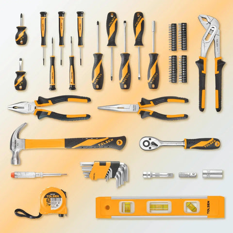 89 Piece Home Tool Set With Hammer And Drill Bits, Ratchet, Wrench, Pliers, Hex Keys, Tape Measure, Screwdrivers, Socket Set, Level