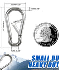 Small galvanized iron carabiner clip, 1.57-inch, heavy-duty camping/hiking hook